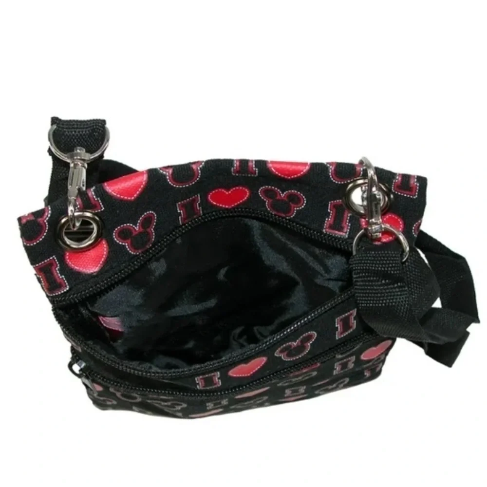 Disney Crossbody I Love Mickey Canvas Heart Passport Bag Disneyland